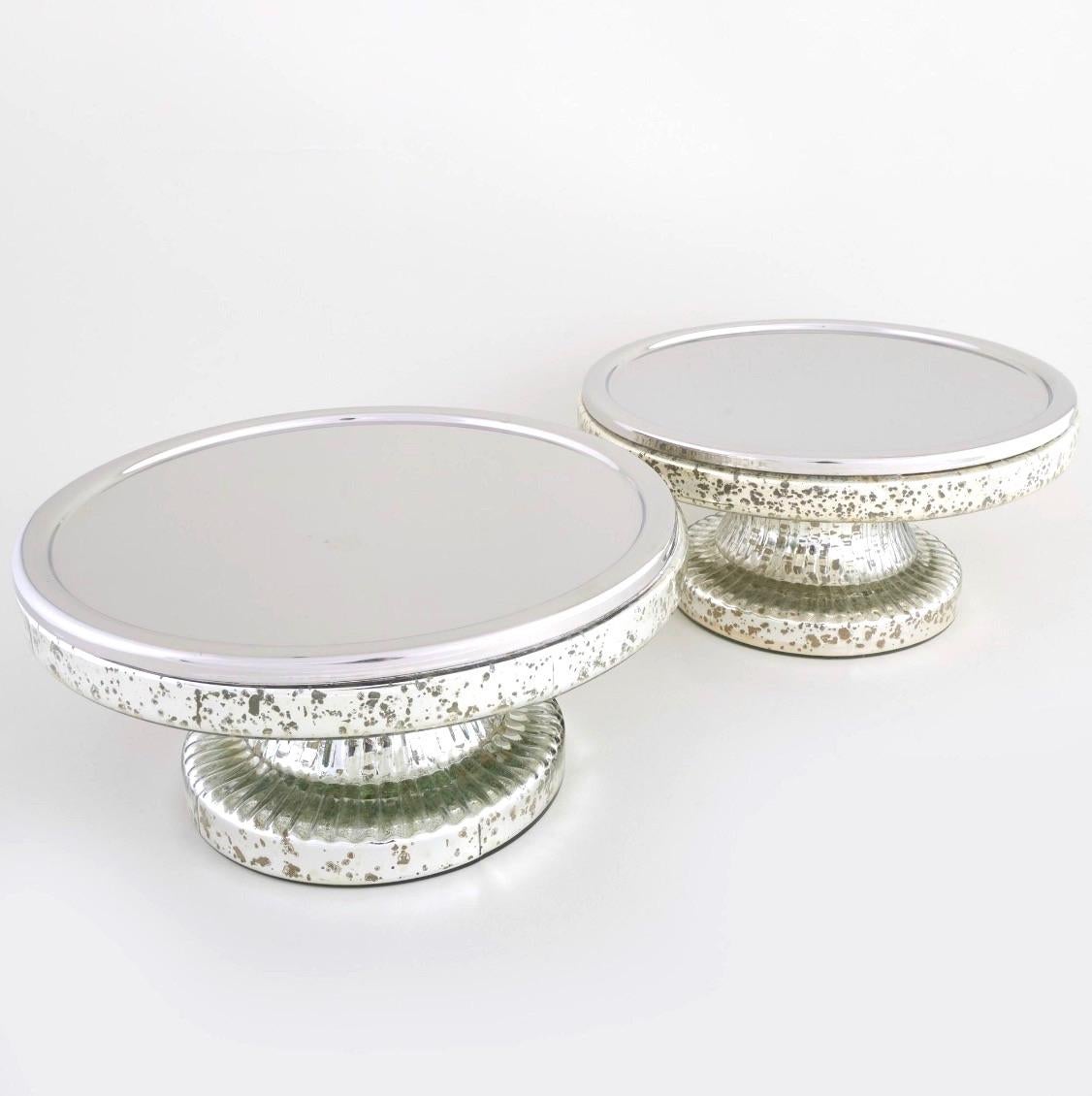 Mid Century Modern Pair Tableware Mercury Glass / Serveware Tazza For Sale 4