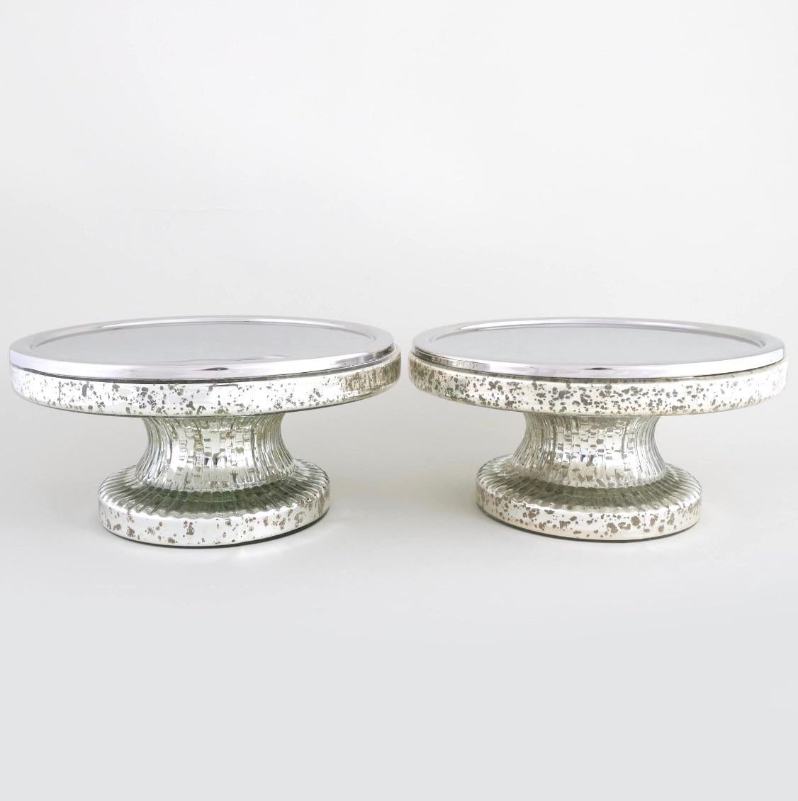 Mid Century Modern Pair Tableware Mercury Glass / Serveware Tazza For Sale 5