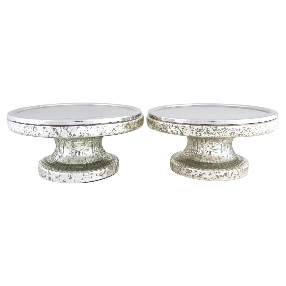 Mid Century Modern Pair Tableware Mercury Glass / Serveware Tazza For Sale
