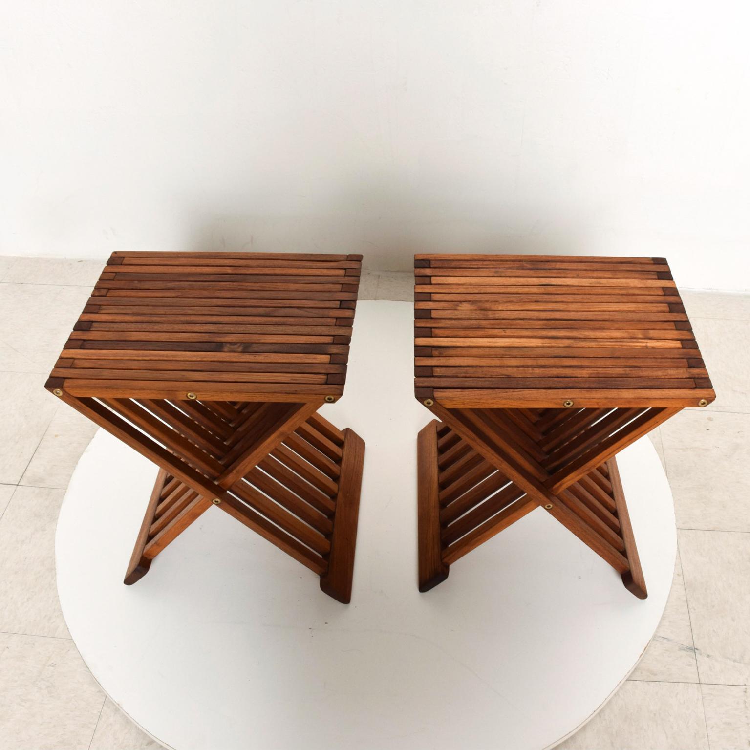 Oiled Mid-Century Modern Pair of Teak Folding Side Tables