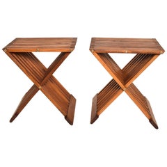 Mid-Century Modern Pair of Teak Folding Side Tables