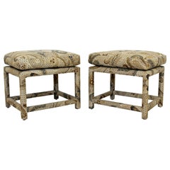 Mid-Century Modern Pair Thayer Coggin Milo Baughman Ottomans Stool Seats, 1970s