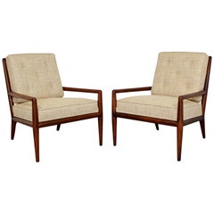 Mid-Century Modern Pair Walnut Lounge Armchairs WWZ by Robsjohn Gibbings 1950s