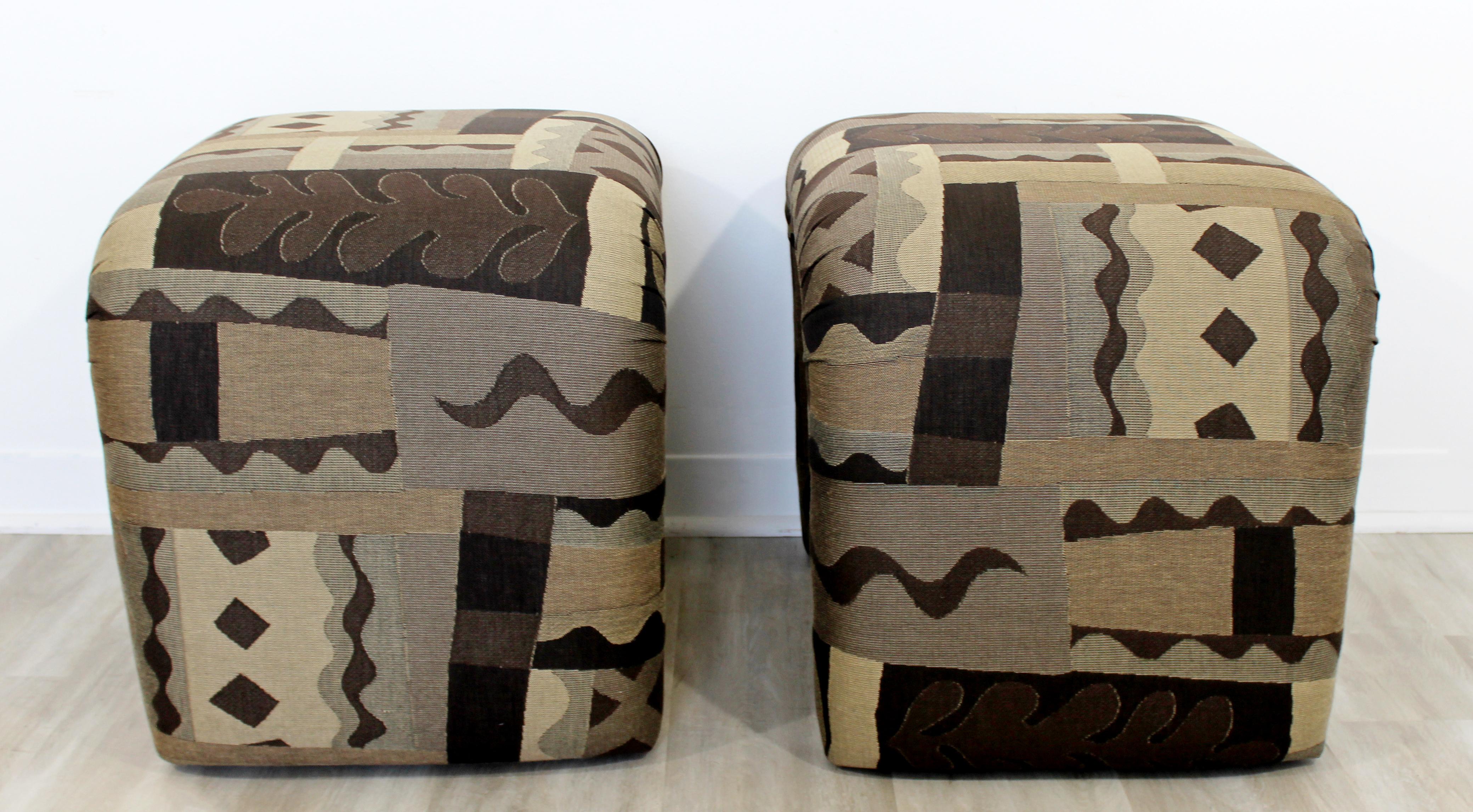 Mid-Century Modern Pair of Waterfall Benches Stools Ottomans Milo Baughman Style In Good Condition In Keego Harbor, MI