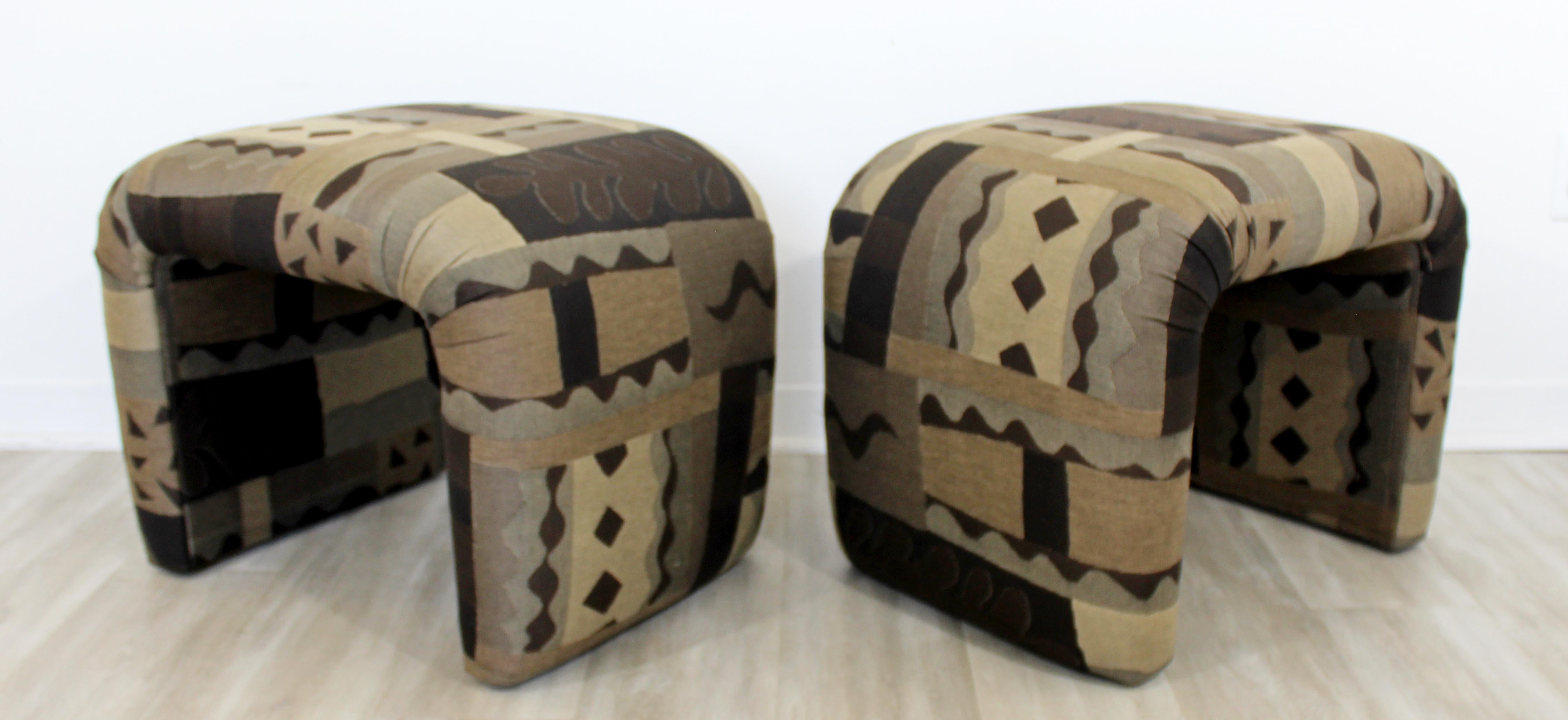 Late 20th Century Mid-Century Modern Pair of Waterfall Benches Stools Ottomans Milo Baughman Style