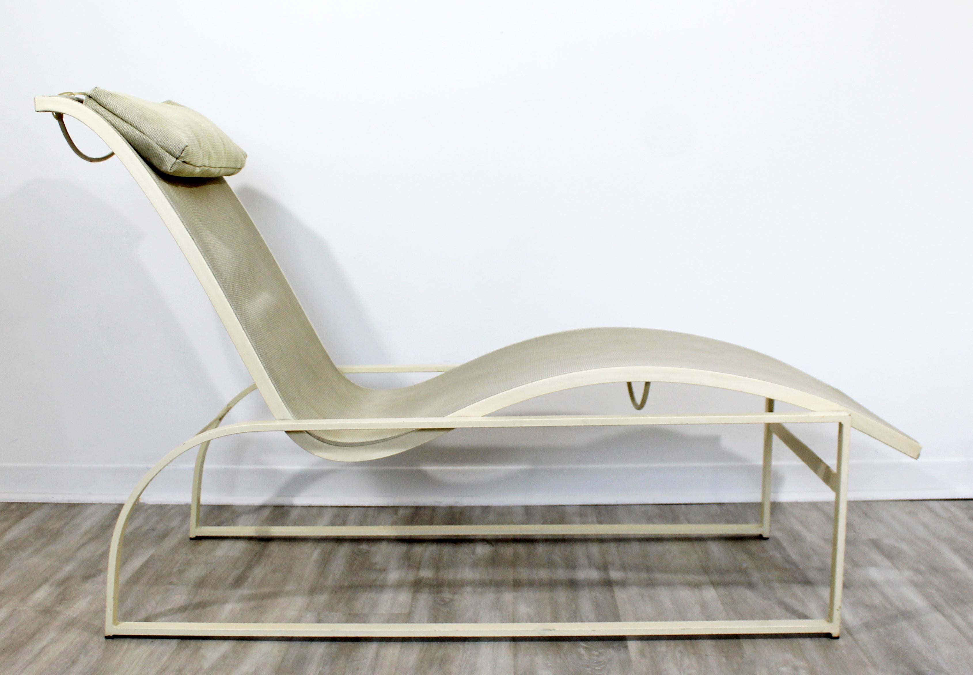 Metal Mid-Century Modern Pair of Woodard Margarita Patio Chaise Lounge Chairs & Table