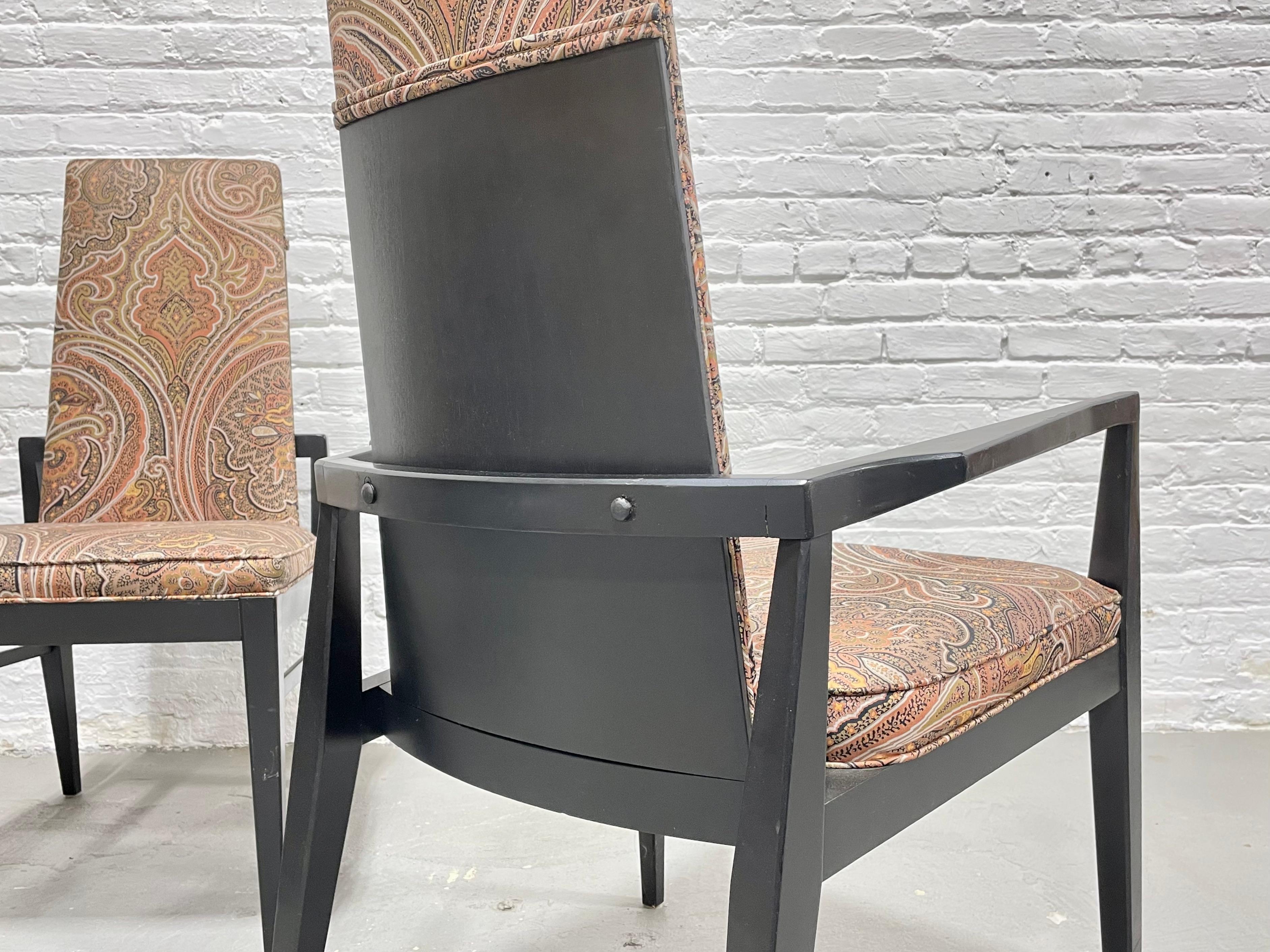 Mid-Century Modern Paisley Ebonized Chairs, Set of Three For Sale 5