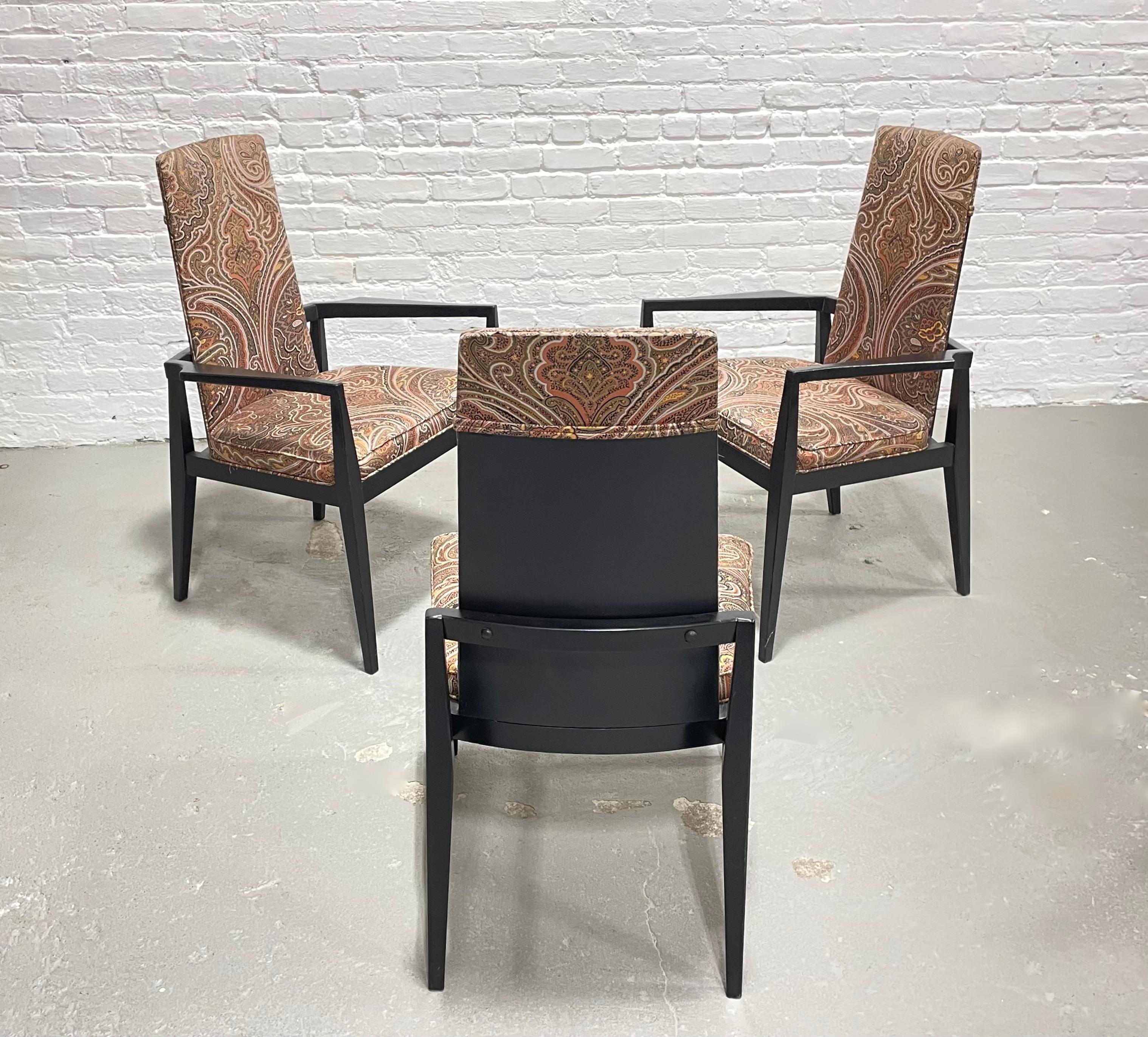 Mid-Century Modern Paisley Ebonized Chairs, Set of Three For Sale 6