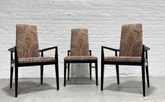 Mid-Century Modern Paisley Ebonized Chairs, Set of Three