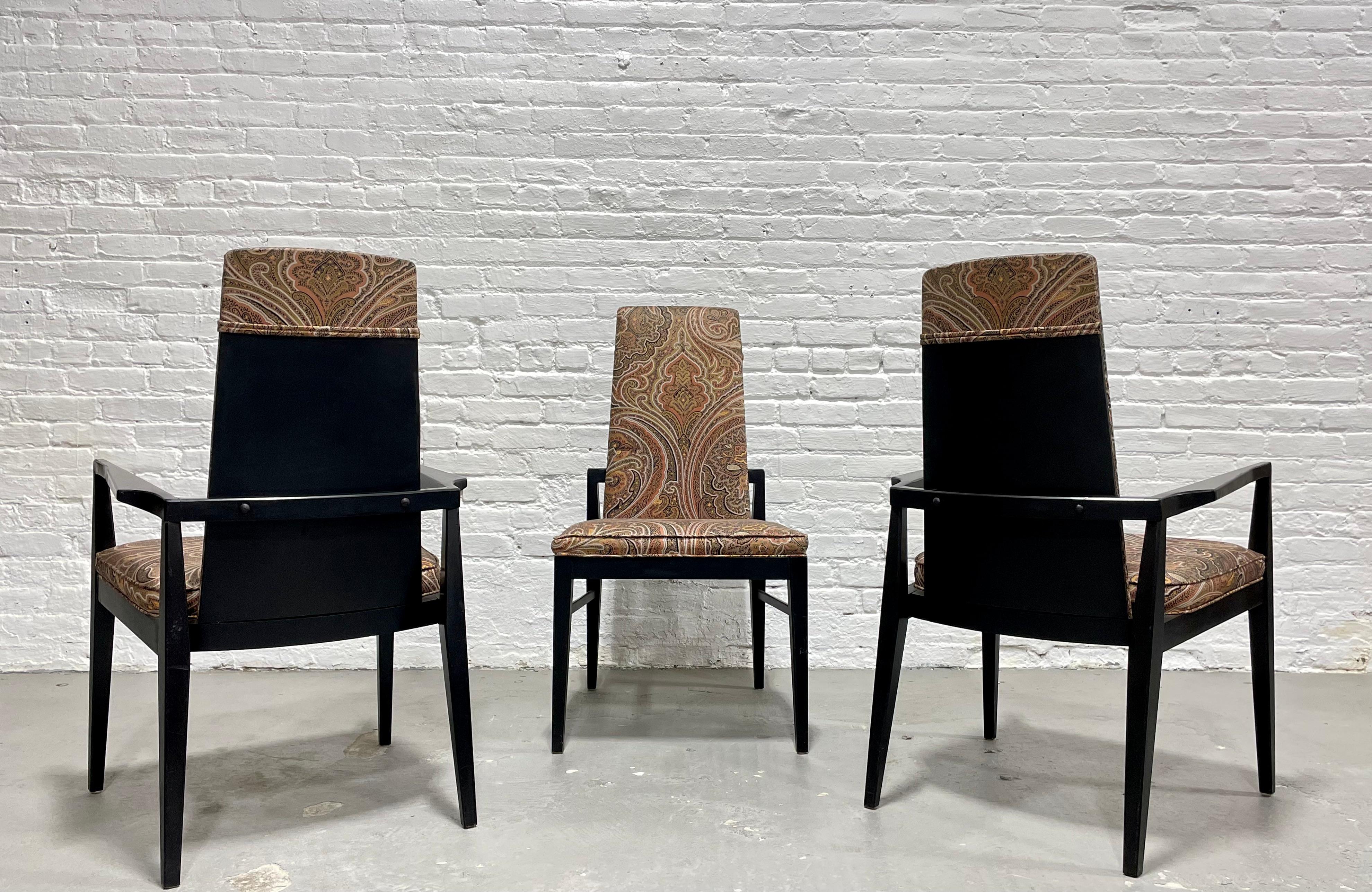 Mid-Century Modern Paisley Ebonized Chairs, Set of Three In Good Condition For Sale In Weehawken, NJ