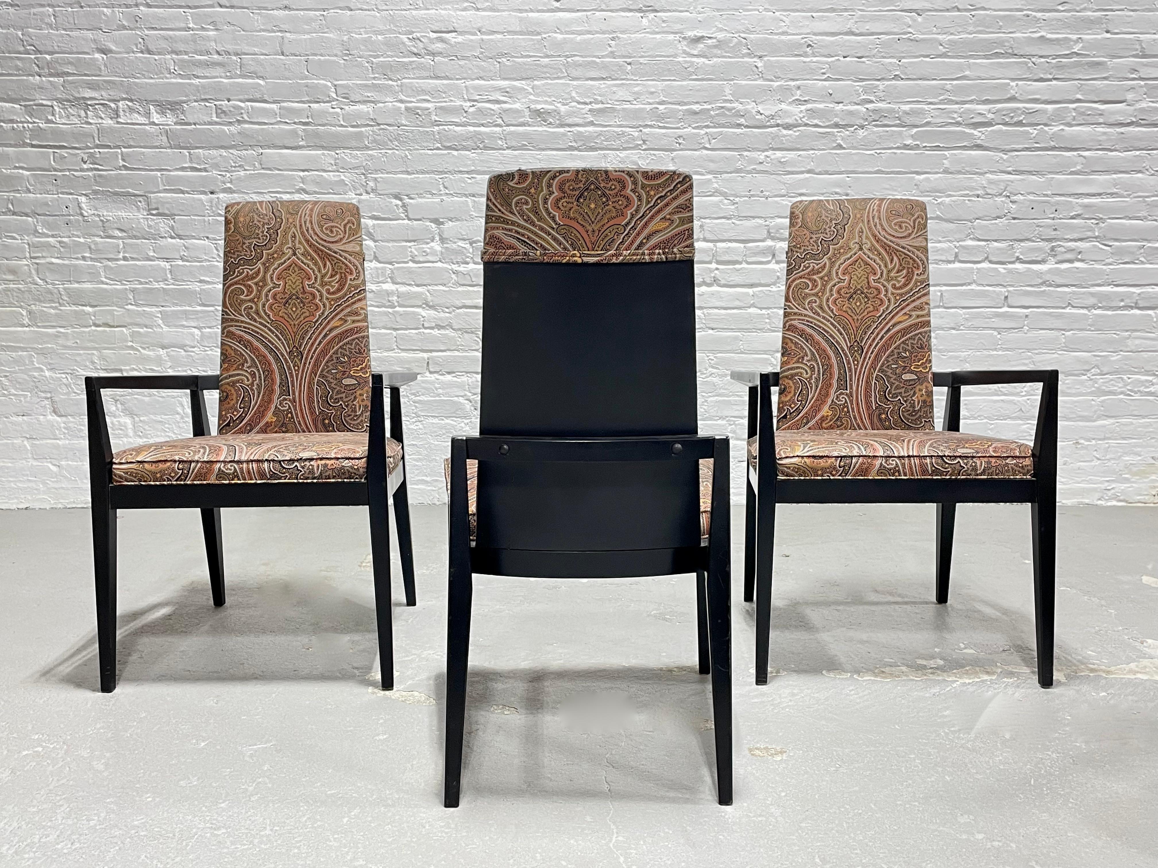 Wood Mid-Century Modern Paisley Ebonized Chairs, Set of Three For Sale