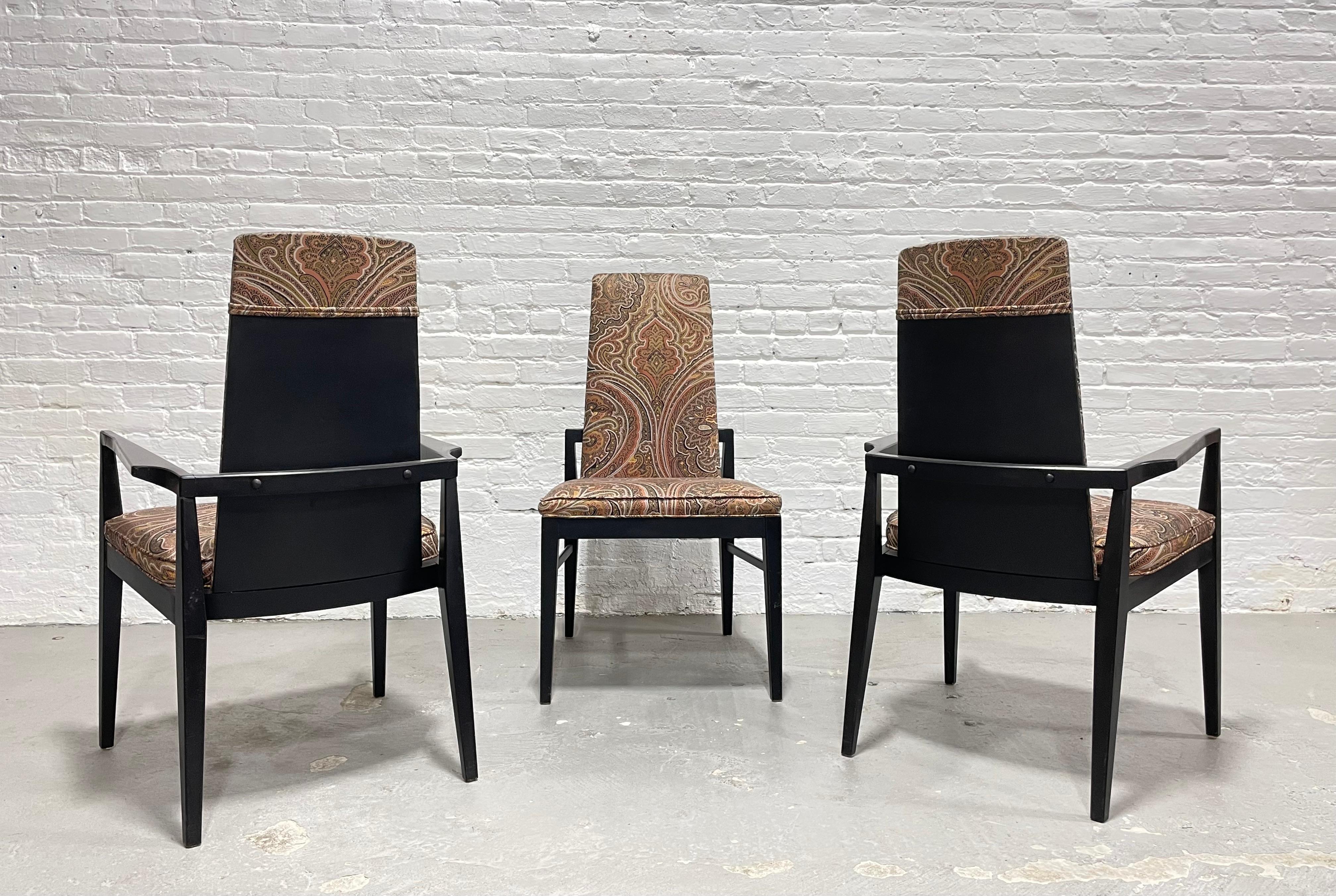 Mid-Century Modern Paisley Ebonized Chairs, Set of Three For Sale 2