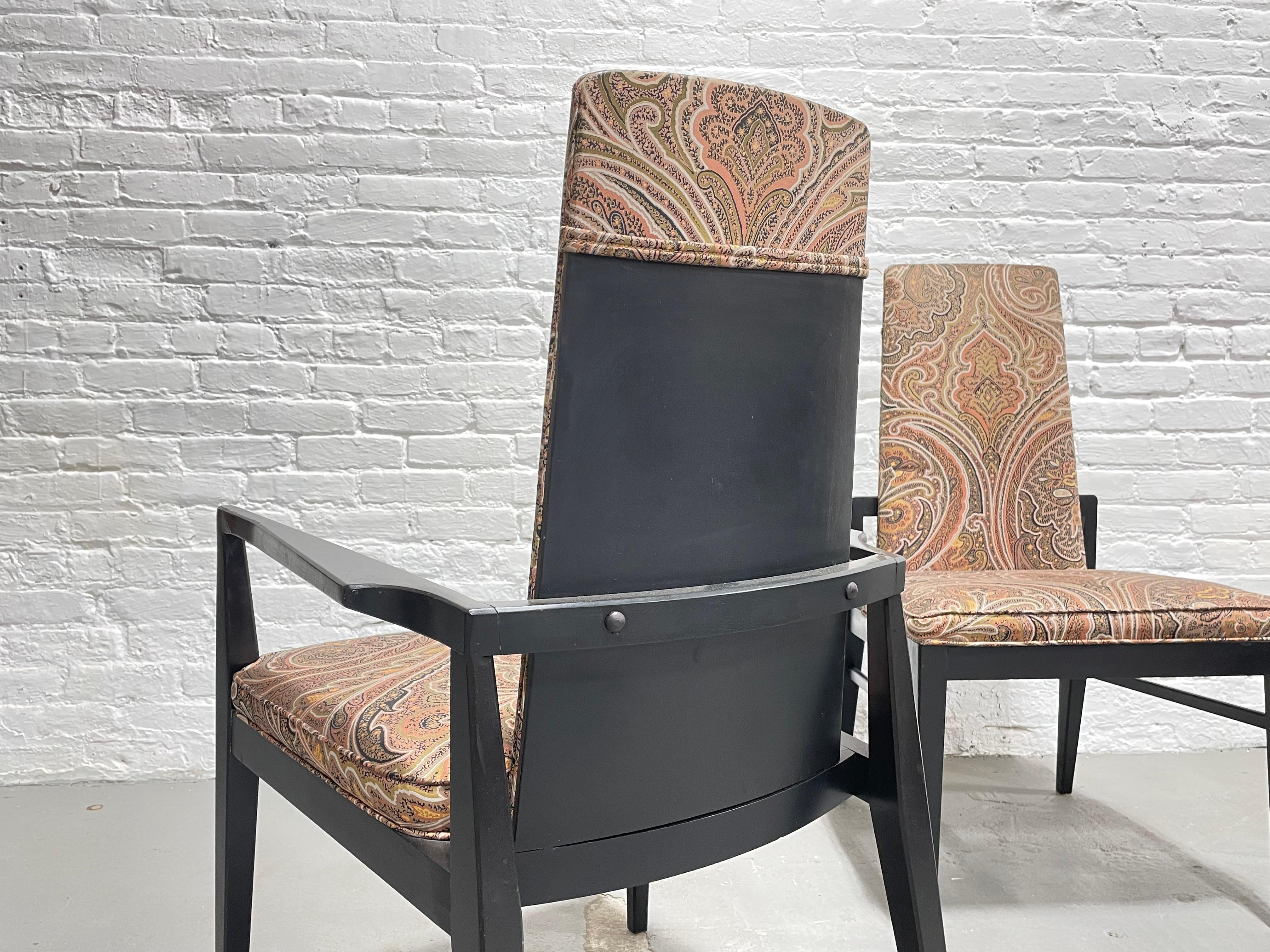 Mid-Century Modern Paisley Ebonized Chairs, Set of Three For Sale 3