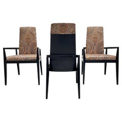 Vintage Mid-Century Modern Paisley Ebonized Chairs, Set of Three