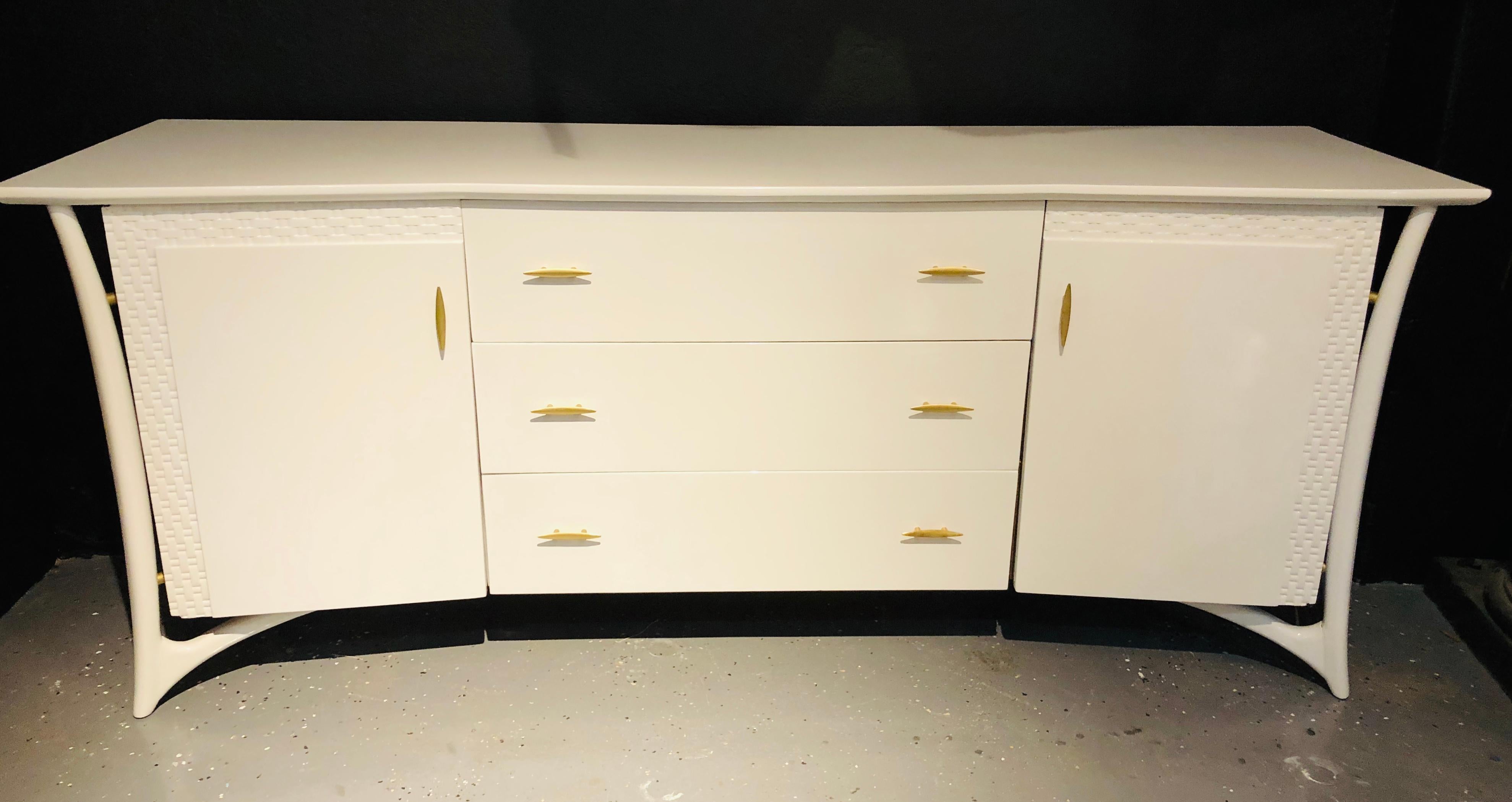 Gilt Mid-Century Modern Piet Hein Lacquered Dresser, Chest or Sideboard