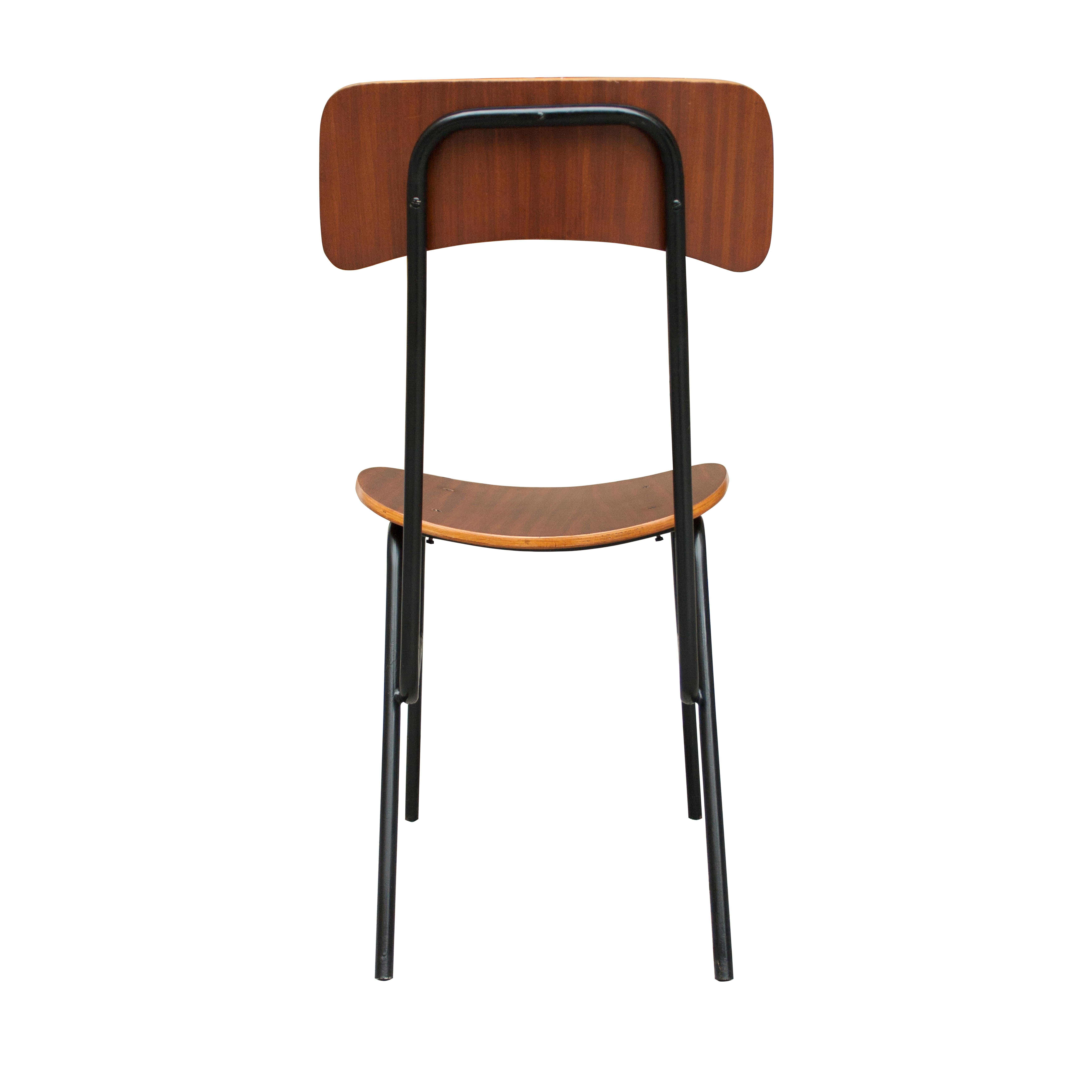 Mid-Century Modern Teak Wood Chair with Metalic Structure, Italy, 1950 In Good Condition For Sale In Madrid, ES
