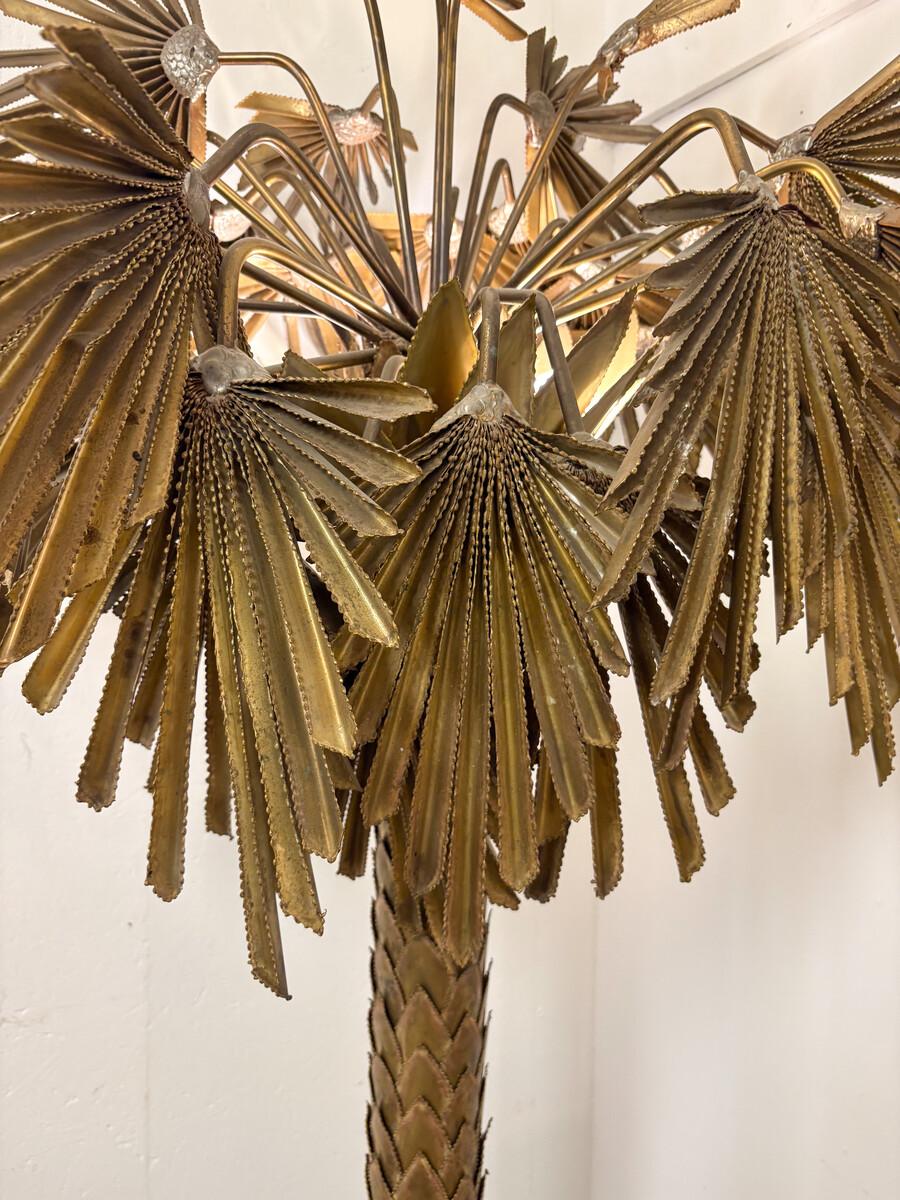 Mid-Century Modern Palm Floor Lamp, Brass, 1970s Italiano en venta