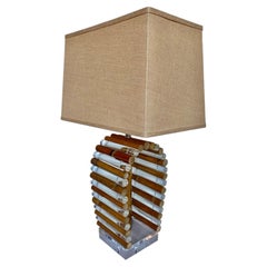Mid-Century Modern Palm Regency Lucite & Bamboo Table Lamp by Ritts Co.