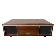 Mid-Century Modern Panasonic Stereo Console Record Player in Walnut Cabinet