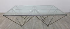 Mid-Century Modern Paolo Piva Alanda Low Glass Coffee Table for B&B Italia 1980s