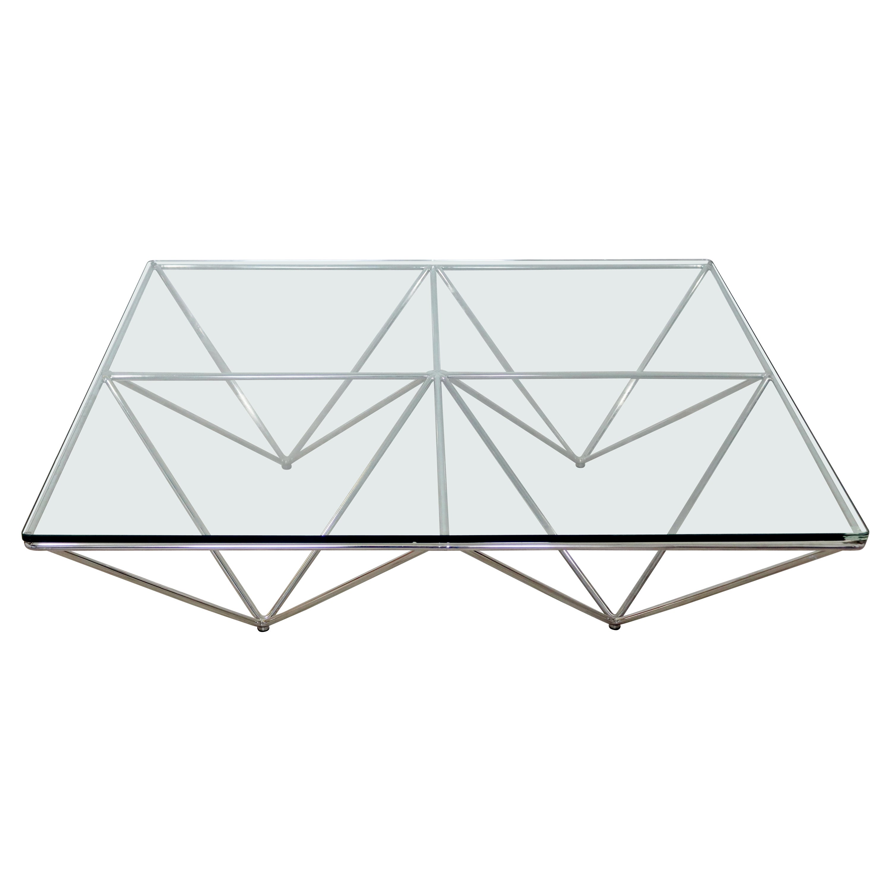 Mid-Century Modern Paolo Piva Alanda Low Glass Coffee Table for B&B Italia 1980s