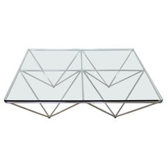 Mid-Century Modern Paolo Piva Alanda Low Glass Coffee Table for B&B Italia 1980s