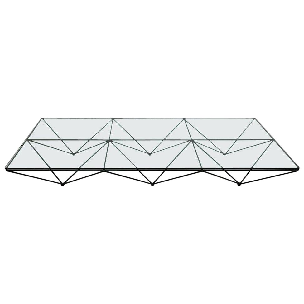 Mid-Century Modern Paolo Piva Glass Top and Metal Base Italian Coffee Table