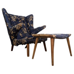 Moderner Papabär-Loungesessel und Ottomane aus der Mitte des Jahrhunderts von Hans Wegner, ca. 1950er Jahre