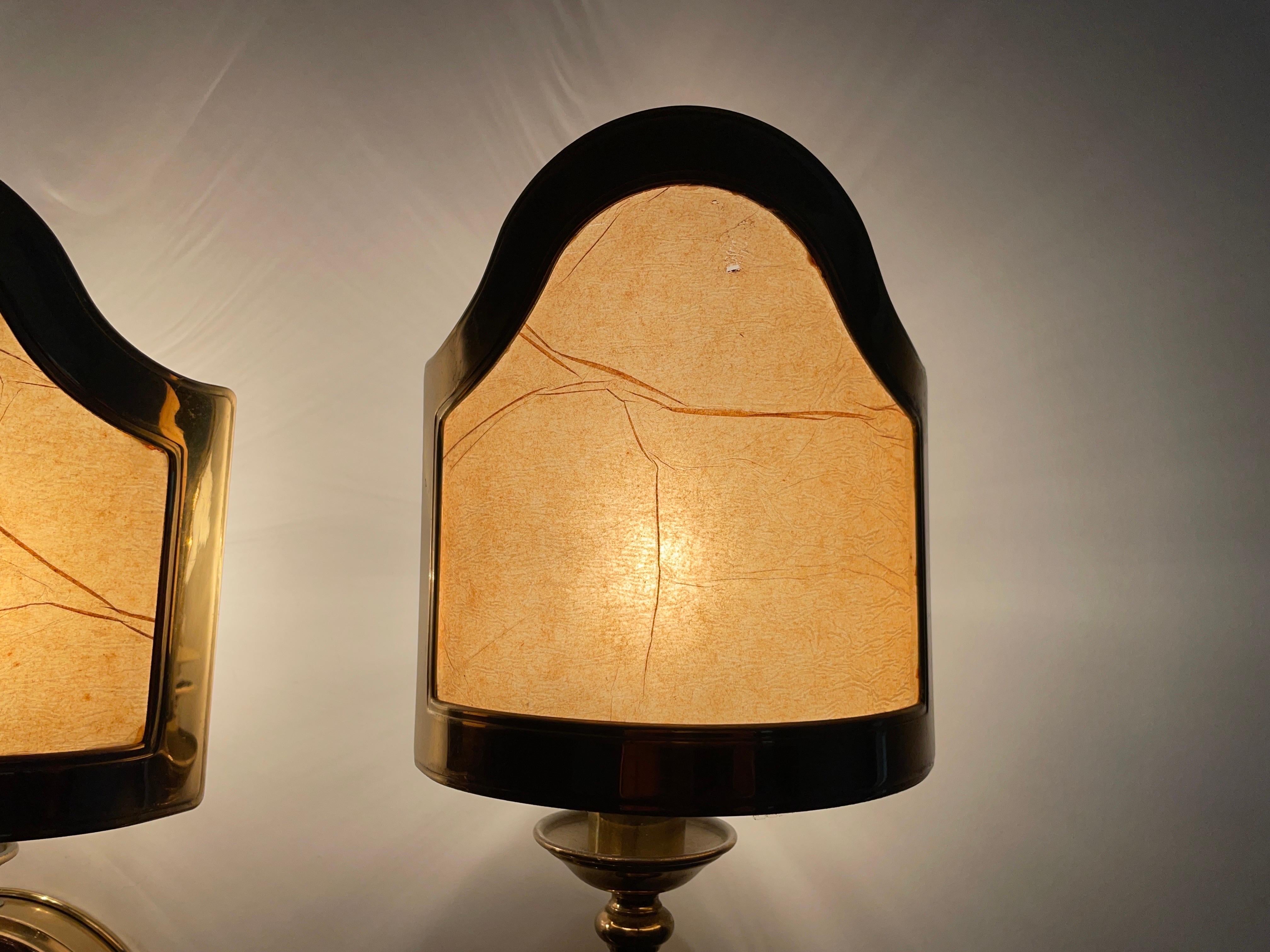Mid-century Modern Paper and Brass 3-head Sconce, 1960s, Italy 9