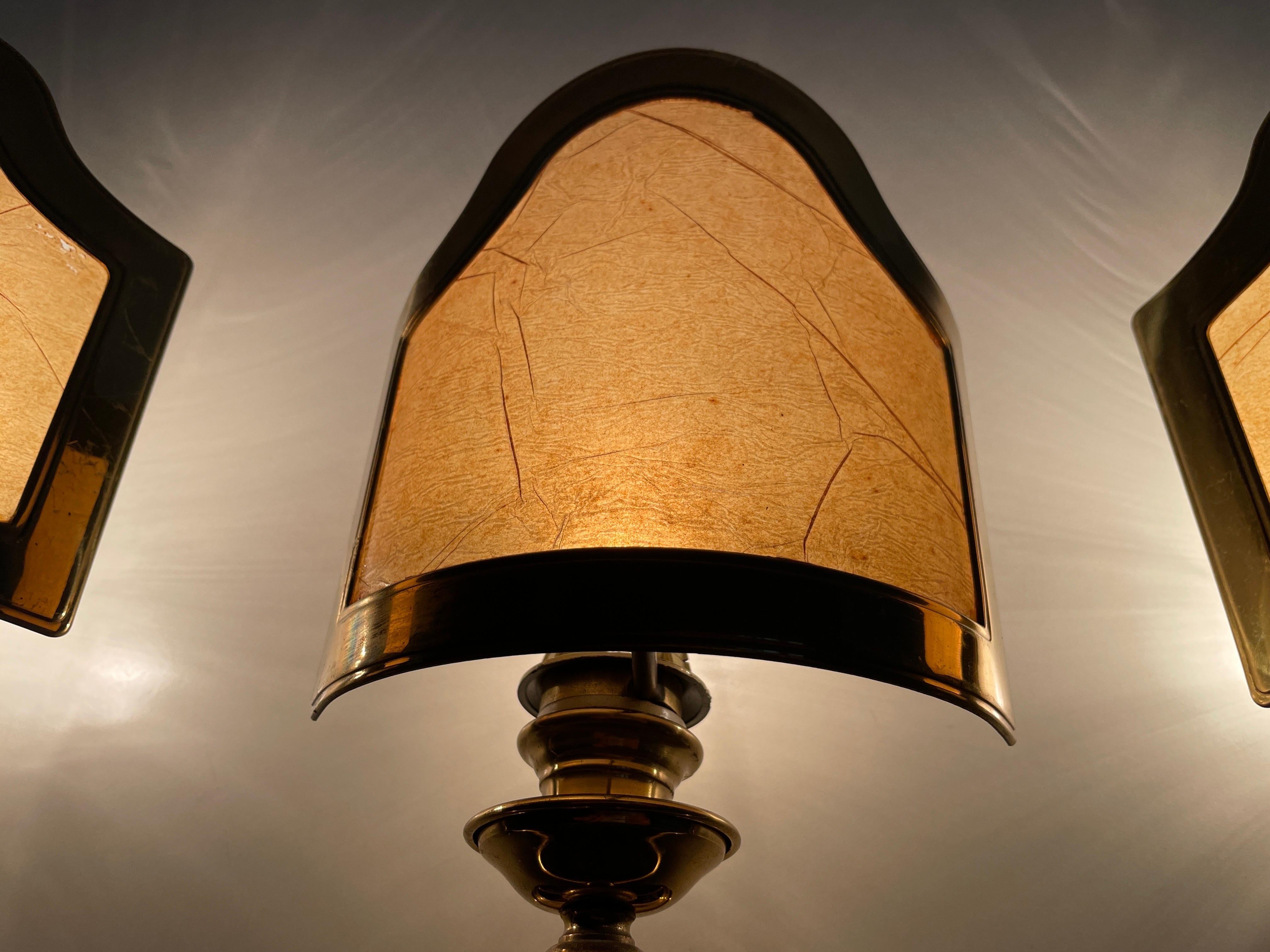 Mid-century Modern Paper and Brass 3-head Sconce, 1960s, Italy 11