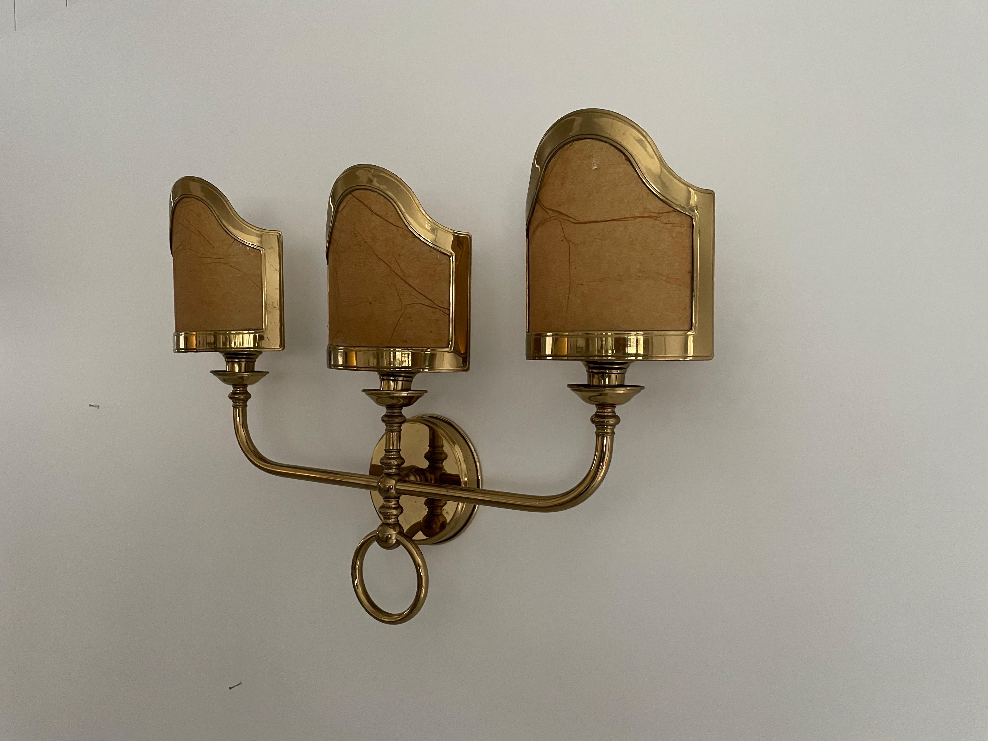 Mid-Century Modern Mid-century Modern Paper and Brass 3-head Sconce, 1960s, Italy