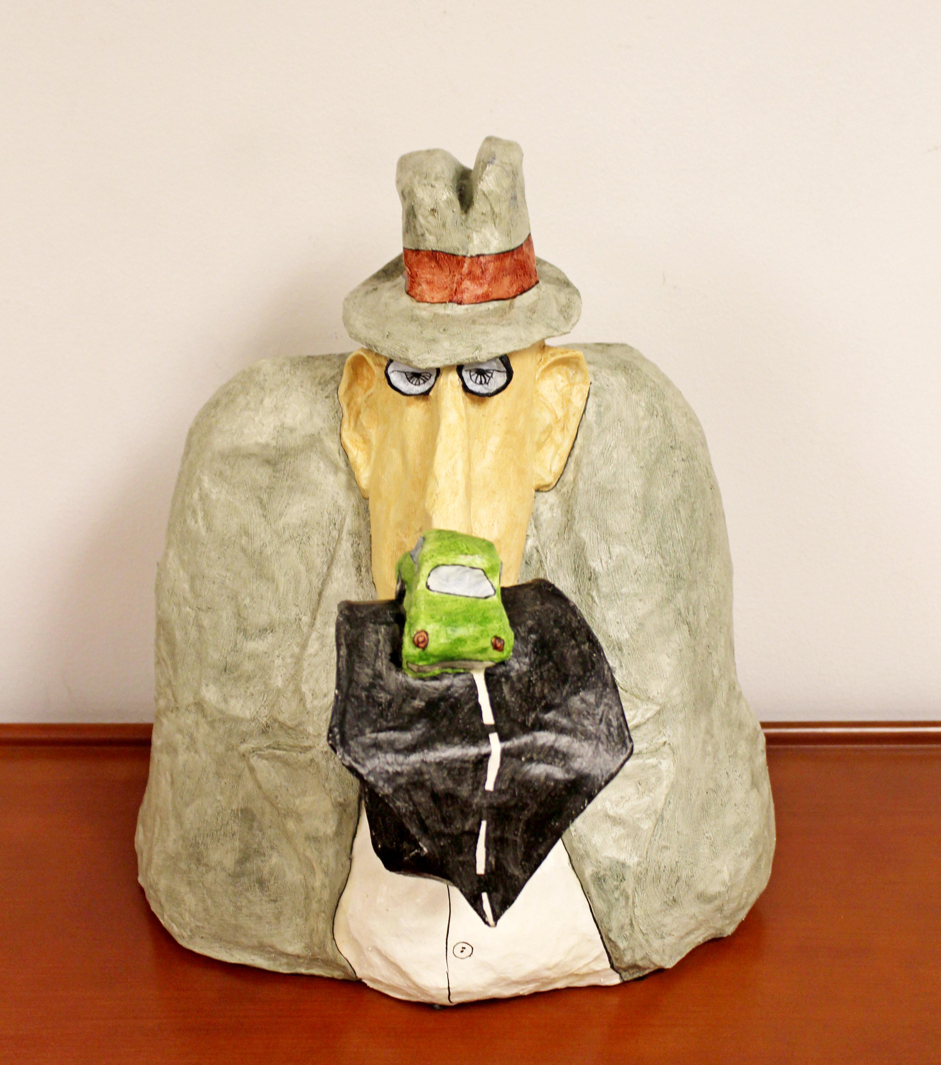 American Mid-Century Modern Paper Mache Table Sculpture Signed Stephen Hansen Dated 1970s