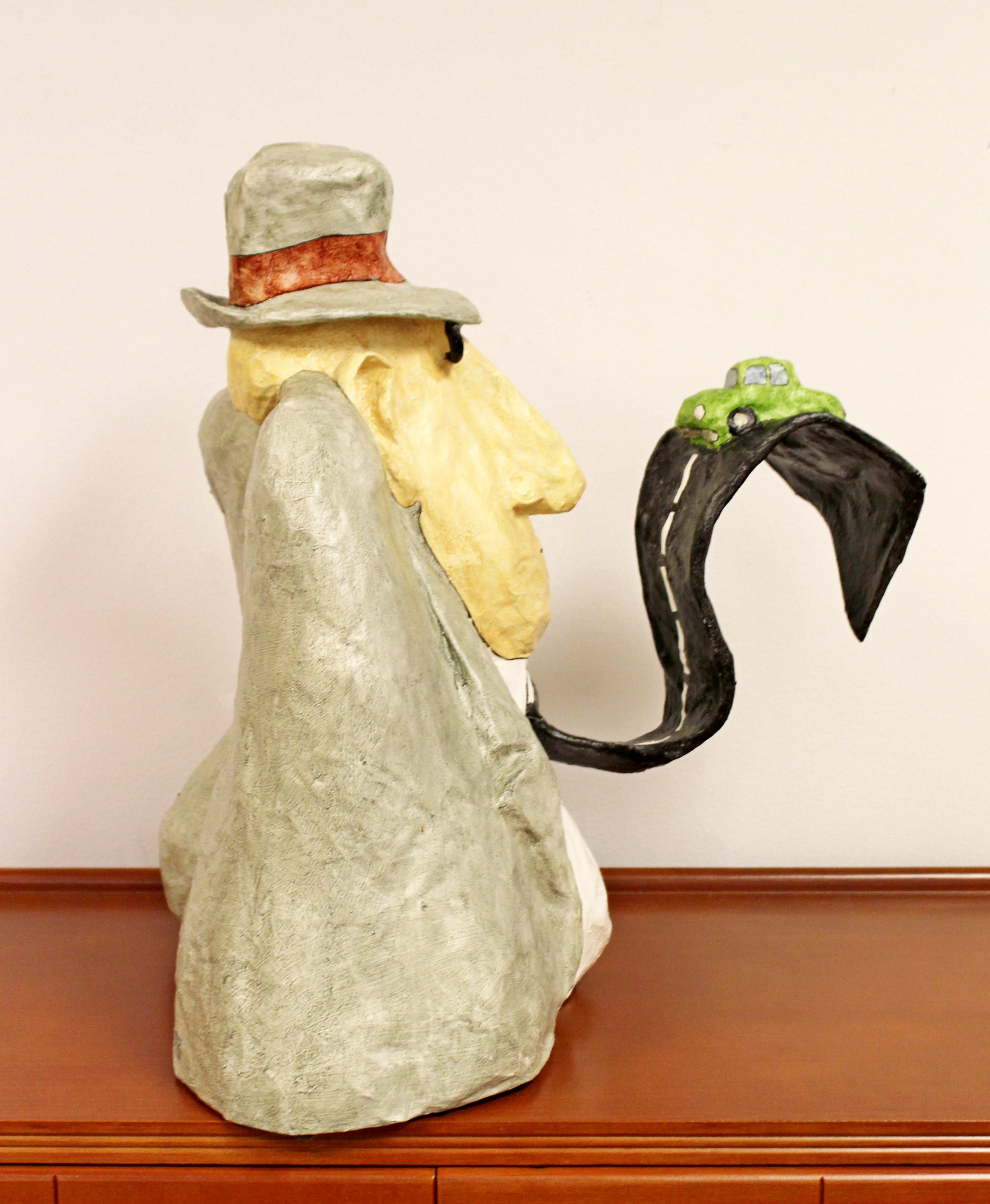 Mid-Century Modern Paper Mache Table Sculpture Signed Stephen Hansen Dated 1970s In Good Condition In Keego Harbor, MI