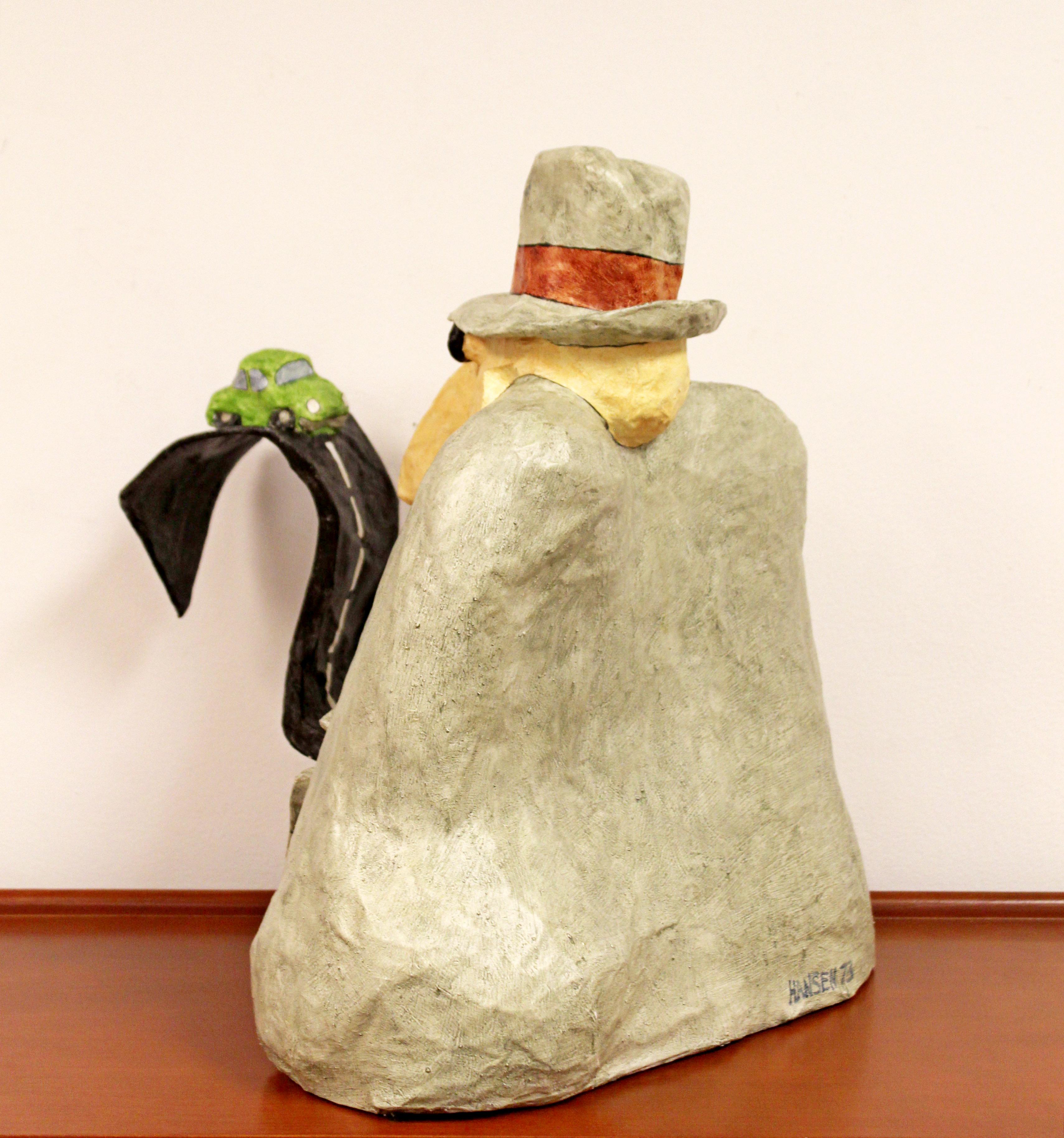 Mid-Century Modern Paper Mache Table Sculpture Signed Stephen Hansen Dated 1970s 2