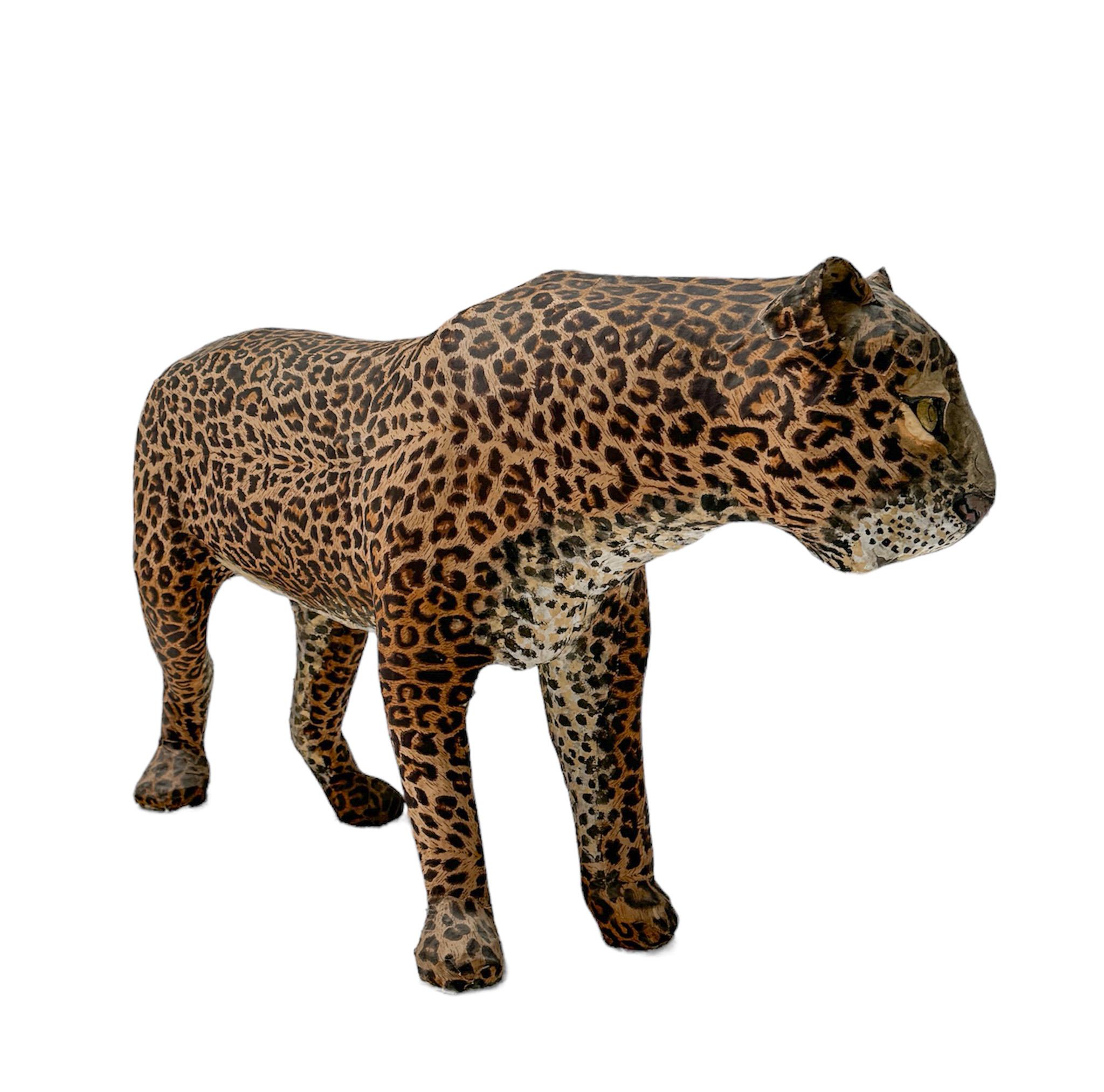 Mid-Century Modern Paper Machee Sculpture of a Leopard by Bert van Oers, 1980 For Sale 6
