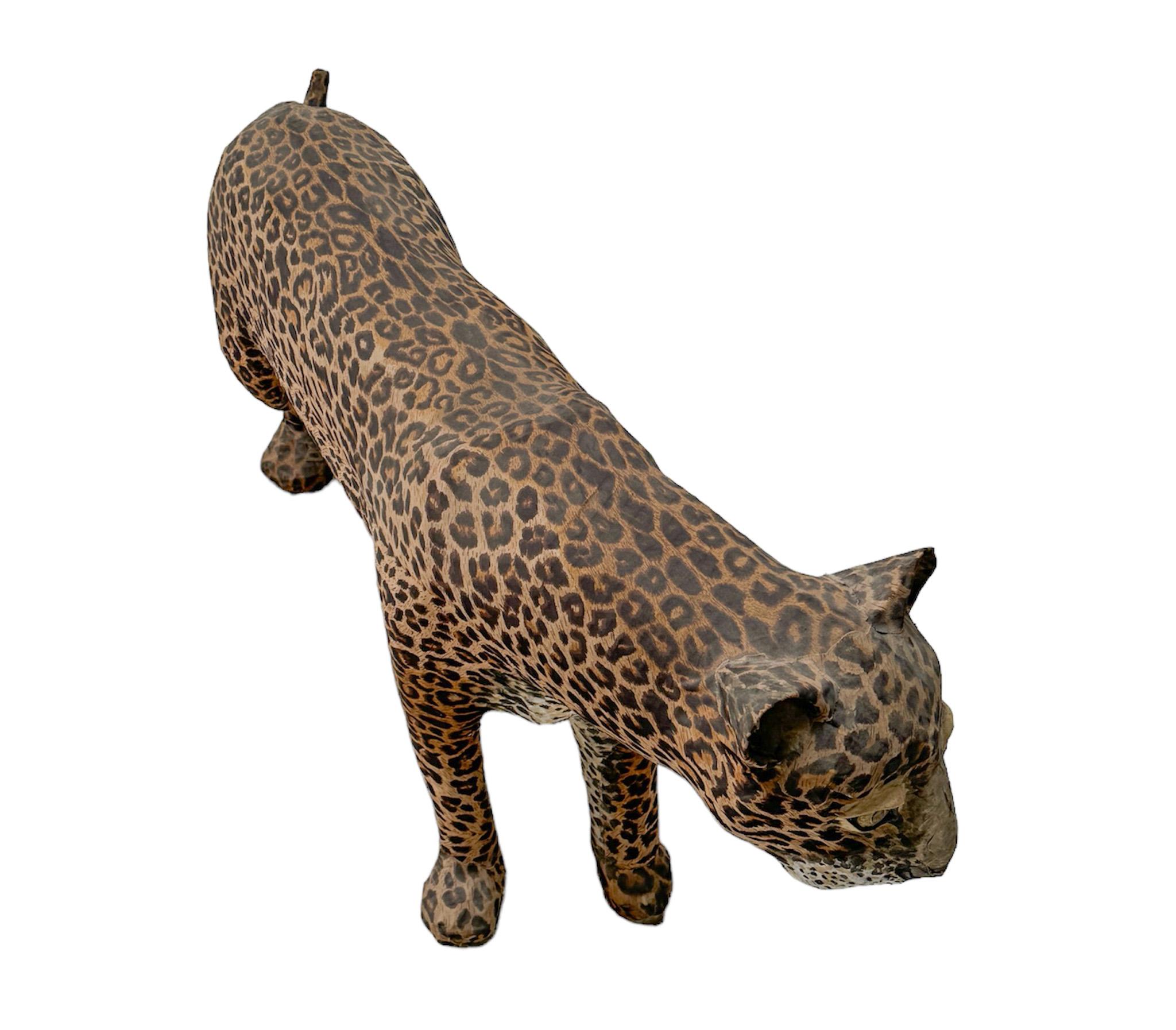 Mid-Century Modern Paper Machee Sculpture of a Leopard by Bert van Oers, 1980 For Sale 9