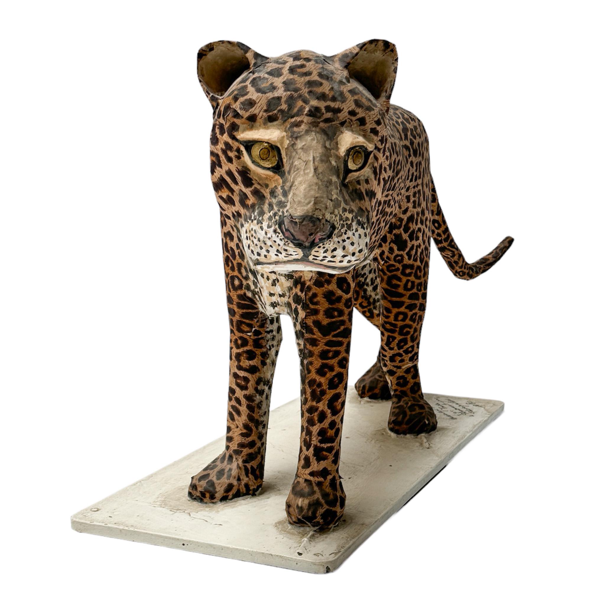 Mid-Century Modern Paper Machee Sculpture of a Leopard by Bert van Oers, 1980 For Sale 2