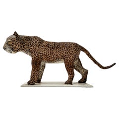 Vintage Mid-Century Modern Paper Machee Sculpture of a Leopard by Bert van Oers, 1980
