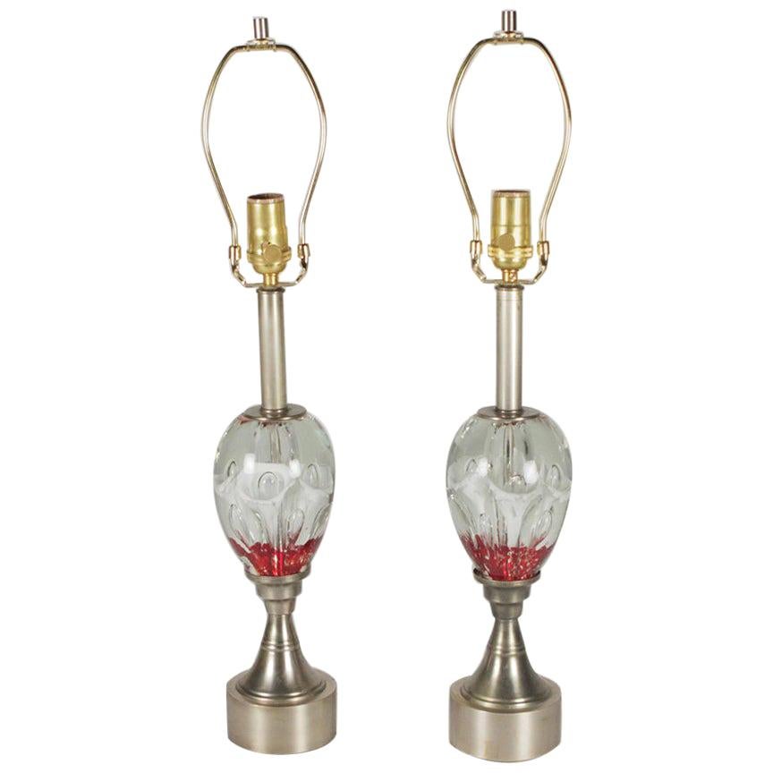 Mid-Century Modern Paperweight Art Glass Lamps