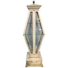 Mid-Century Modern Parcel-Gilt and Paint Decorated Pyramid Shaped Vitrine