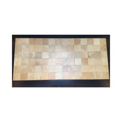 Table de salle à manger mi-siècle moderne en patchwork de parchemin et acier