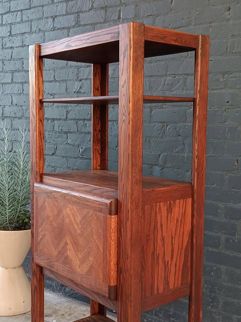 Mid-Century Modern Parquet Oak Bookshelf Storage Unit For Sale 2