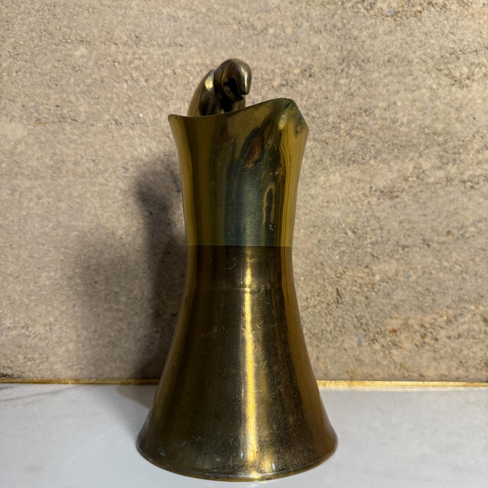 Mexican Mid-Century Modern Parrot Pitcher Metales Casasdos Brass For Sale
