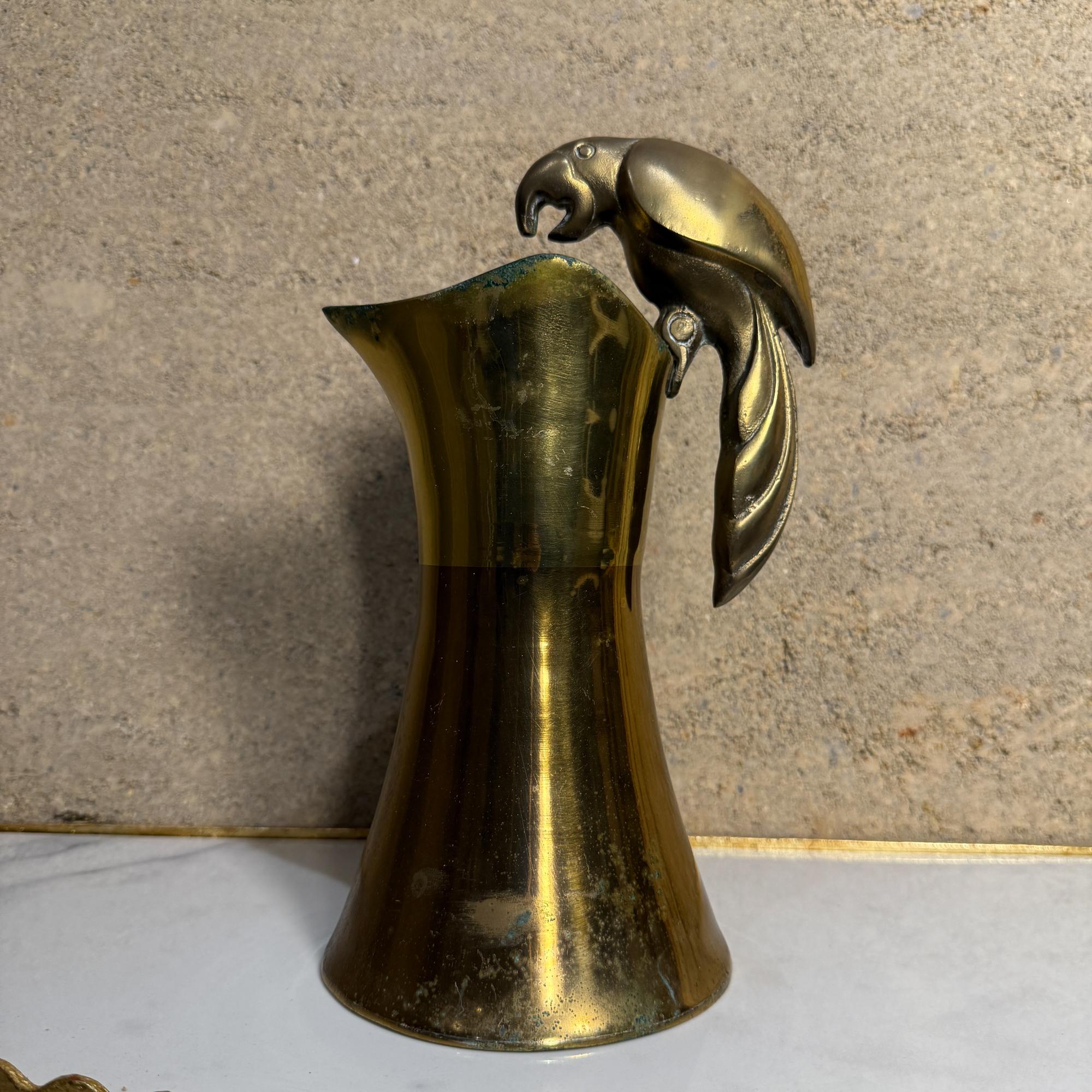 Late 20th Century Mid-Century Modern Parrot Pitcher Metales Casasdos Brass For Sale