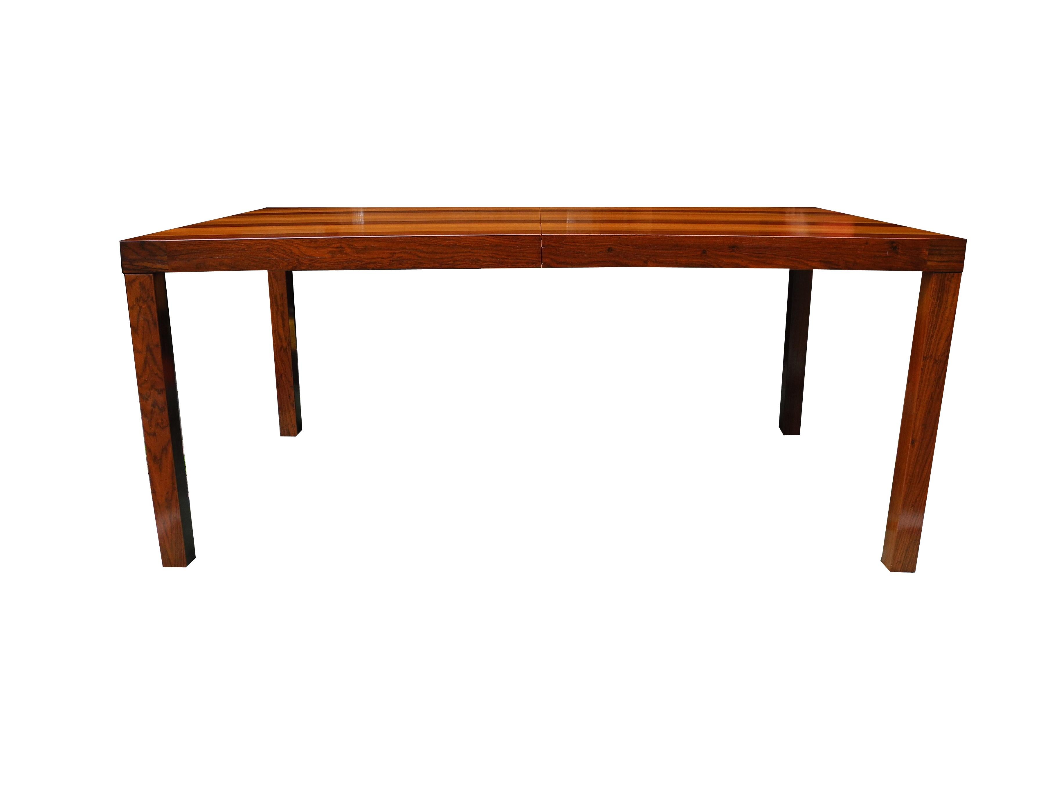20th Century Mid-Century Modern Parson Striped Table by Milo Baughman in Three Woods For Sale