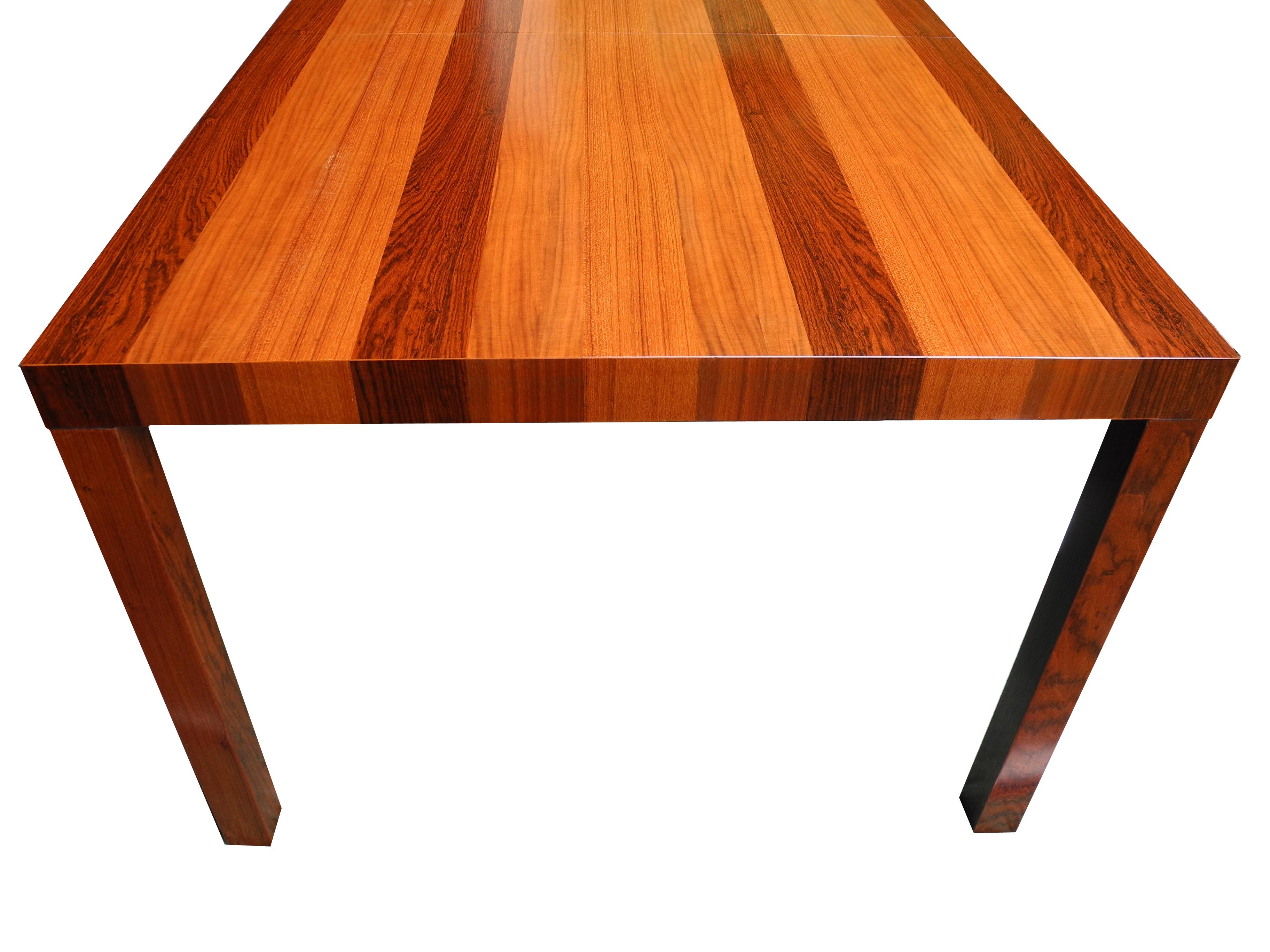 Mid-Century Modern Parson Striped Table by Milo Baughman in Three Woods For Sale 2