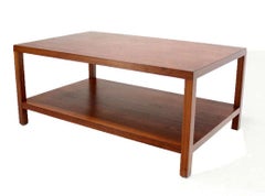 Mid Century Modern Parson Style Large Rectangle Coffee Table w Bottom Shelf MINT