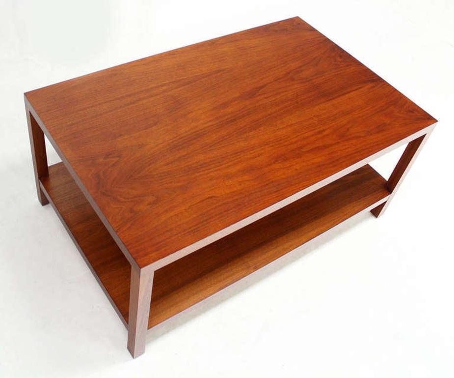 American Mid Century Modern Parson Style Large Rectangle Coffee Table w Bottom Shelf MINT For Sale