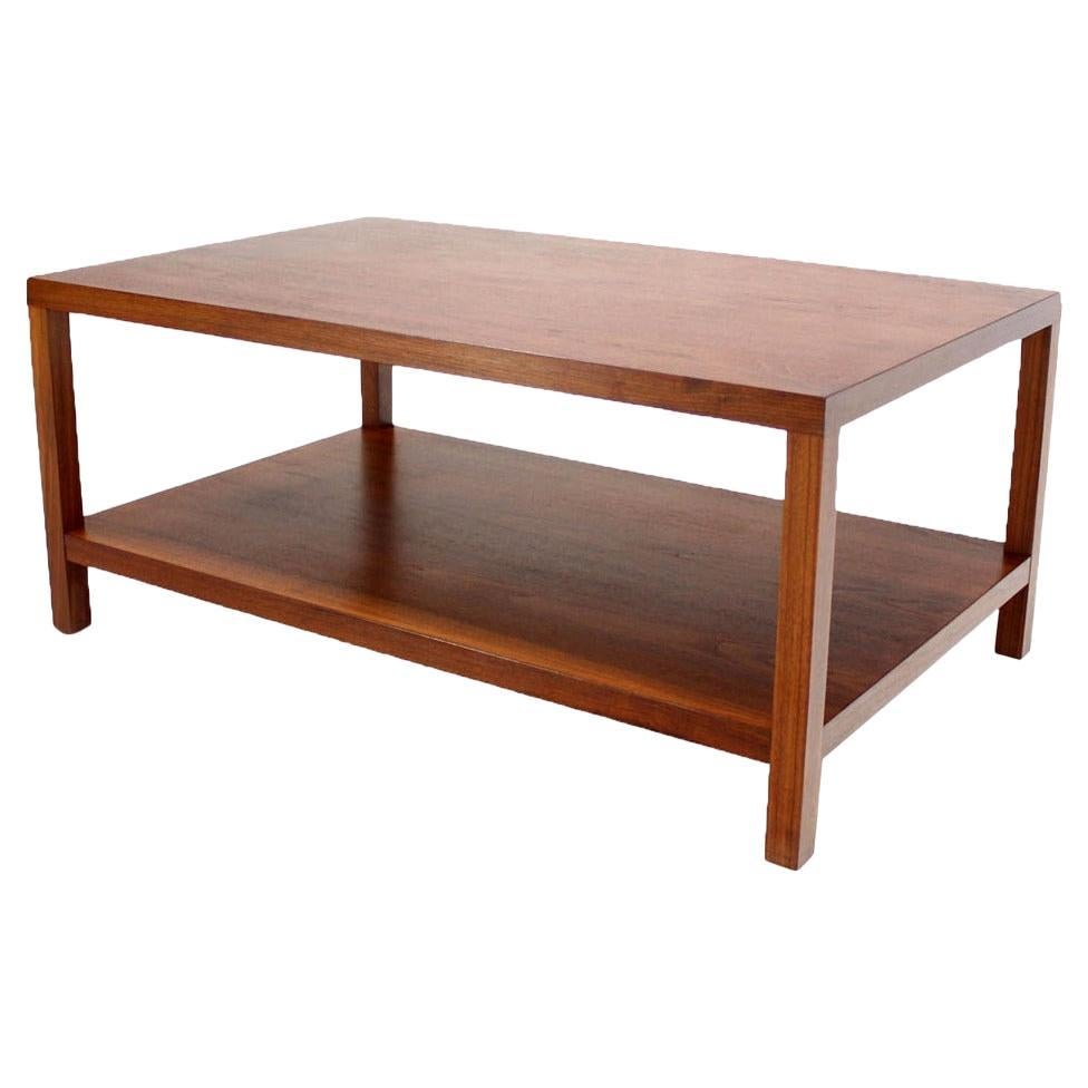 Mid Century Modern Parson Style Large Rectangle Coffee Table w Bottom Shelf MINT For Sale