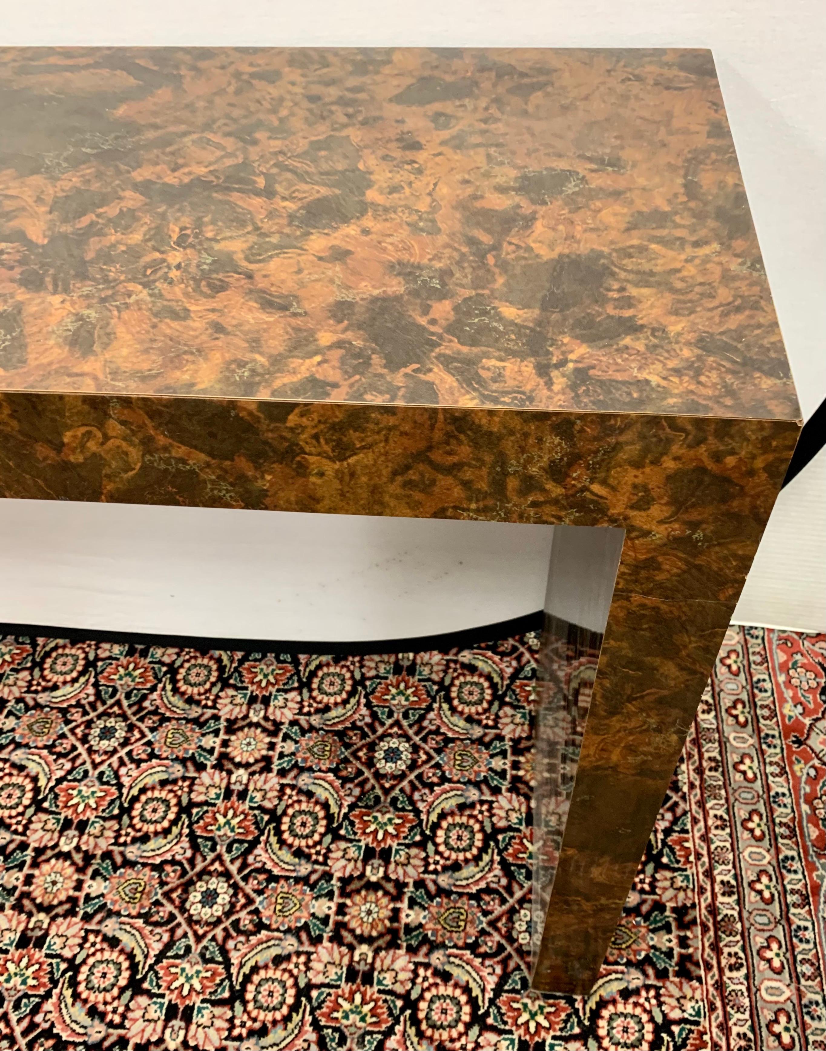 Mid-Century Modern Parsons Burl Tortoise Console Table 2